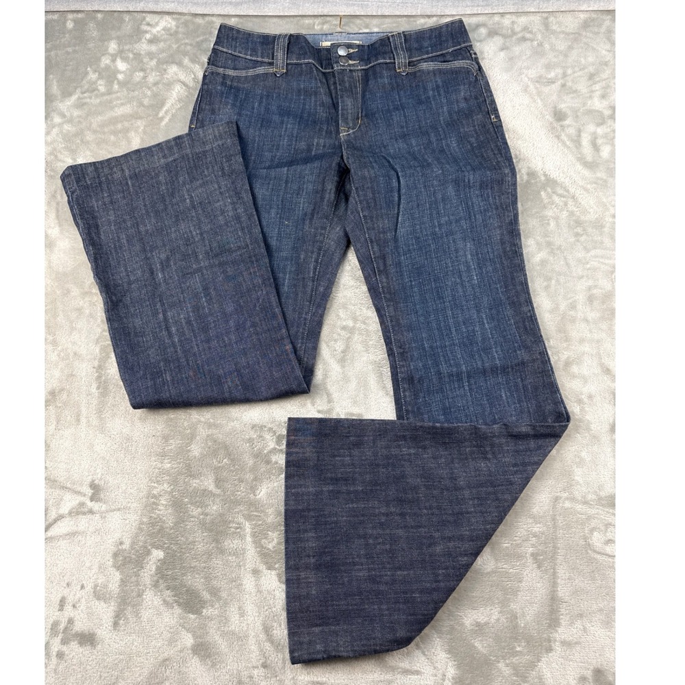 Gap Curvy Stretch Flare Jeans Womens 10 Dark Wash Double Button 590516-00-1